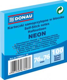 BLOEK SAMOLEPC DONAU 76 x 76 mm, 100 list, neonov modr