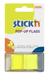 Plastov samolepic zloky Stick'n POP-UP neonov lut, 45 x 25 mm