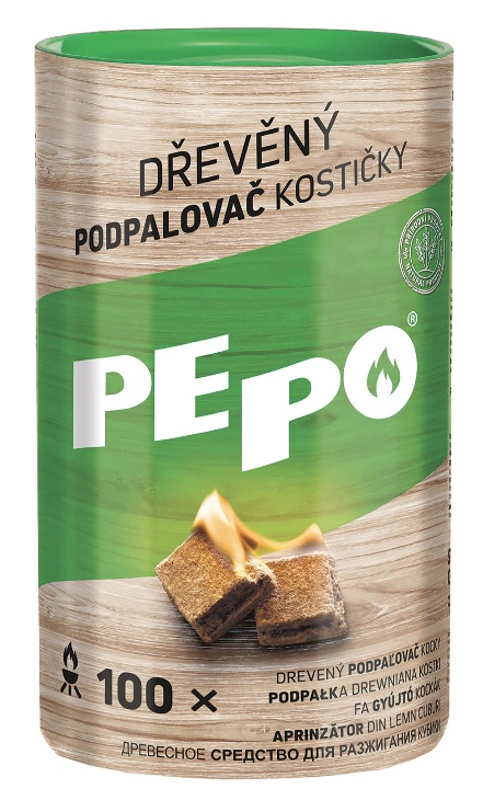 Dřevěný podpalovač PE-PO, kostičky, 100 ks