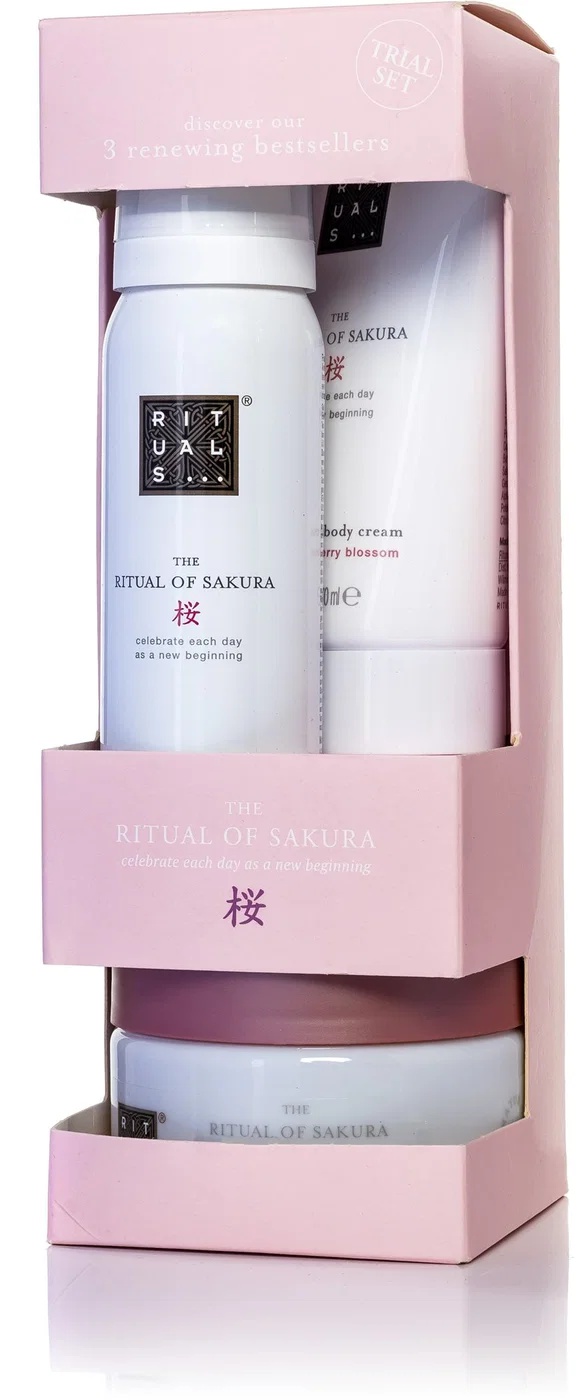 Cestovní sada RITUALS of Sakura, peeling 125 g, krém ml, pěna 50 ml