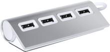 USB hub Wudge, stříbrná, bílá