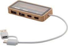 Průhledný USB hub SeeHub, přírodní, průhledná