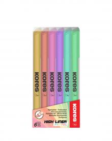 Zvýrazňovač KORES, 0,5 - 3,5 mm, pastelové barvy, sada 6ks