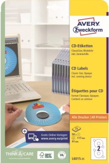 ETIKETY Avery Zweckform na CD, lesklé O117/41mm, /25l, 2