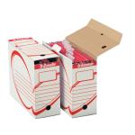 Krabice archivan Esselte  A4, 11,7 x 28,5 x 33,7 cm, na zvsn desky, bl-erven