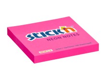 Samolepic� blo�ek Stick'n by Hopax, 76 x 76 mm, neon r��ov�, 100 l�stk�