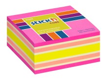 Samolepic� blo�ek kostka Stick'n by Hopax, 76 x 76 mm, neon r��ov� mix, 400 l�stk�