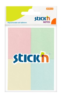 Samolepic� blo�ek Stick'n by Hopax, 38 x 51 mm, pastel mix, 4 x 50 l�stk�