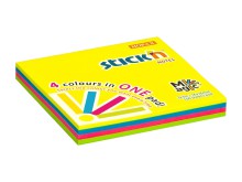 Samolepic� blo�ek Stick'n by Hopax MAGIC, 76 x 76 mm, neon mix, 100 l�stk�
