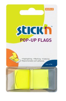Samolepic� plastov� z�lo�ky Stick'n by Hopax Pop-up, 45 x 25 mm, �lut�, 50 l�stk�