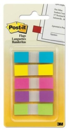 Samolep�c� z�lo�ky 3M Post it, 683-5,  11,9 x 43,2 mm, neon mix barev, 5 x 20 l�stk�